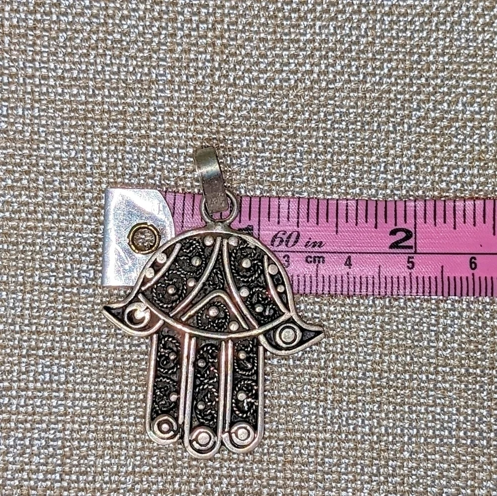 Sterling Silver Hamsa Necklace Pendant